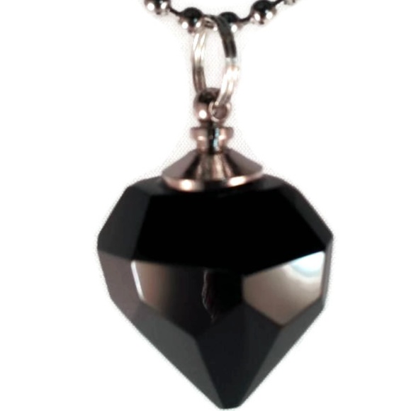 Black-Crystal Diamond CREMATION URN Necklace - Picture 1 of 5